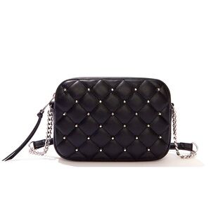 Rebecca Minkoff Quilted Studded Crossbody, black faux leather